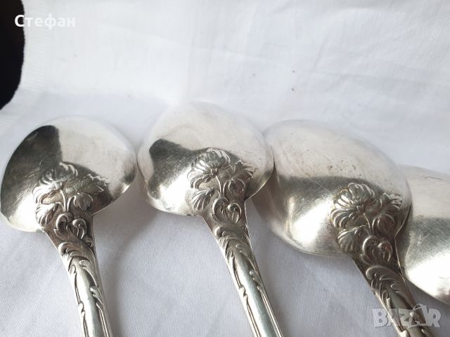 Комплект посребрени лъжици - Christofle Chrysantheme, снимка 5 - Антикварни и старинни предмети - 45675683