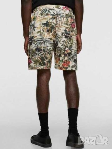 Мъжки плажни шорти с флорална апликация Zara, 97% памук, 3% еластан, L, снимка 2 - Други - 45675485