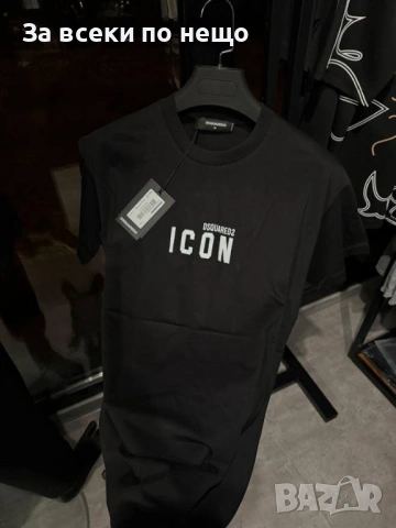 Icon DSQUARED2 Мъжка Черна Тениска👕Мъжка Блуза С Къс Ръкав Айкън Дискуаред Код Mens P.174