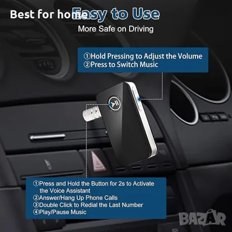 Bluetooth ресивер , аудио адаптер, разговори без ръце ELECTRIC GIANT, снимка 6 - Ресийвъри, усилватели, смесителни пултове - 50271254