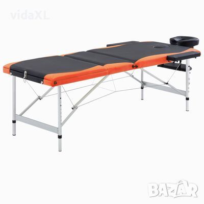 vidaXL Сгъваема масажна кушетка, 3 зони, алуминий, черно и оранжево(SKU:110235