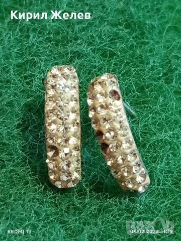 Сребърни обеци с ювелирно инкрустирани кристали много красиви елегантни 53691
