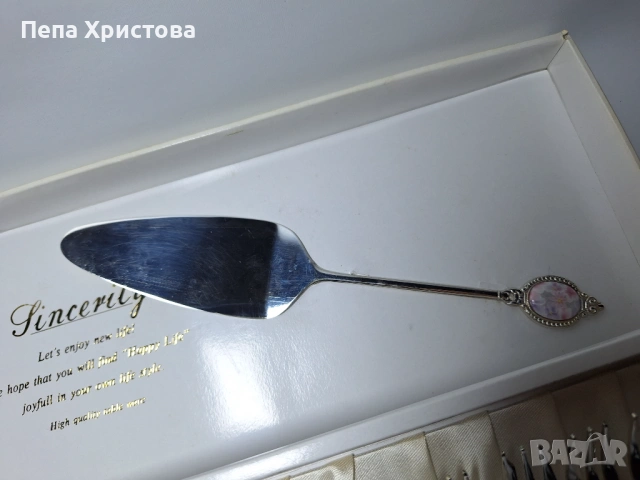 Комплект от посребрени прибори за чай и торта, снимка 6 - Прибори за хранене, готвене и сервиране - 53753037