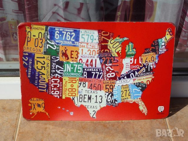 Метална табела номера на коли от Щатите американски карта USA номер колаж 