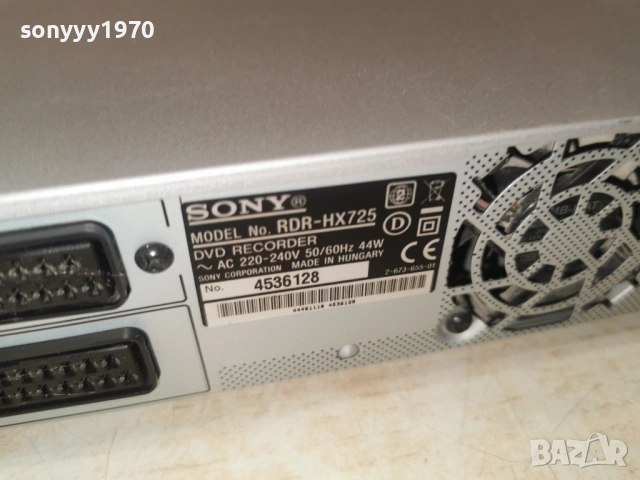 SONY RDR-HX725 HDD/DVD RECORDER 1101260740, снимка 10 - Плейъри, домашно кино, прожектори - 53059538
