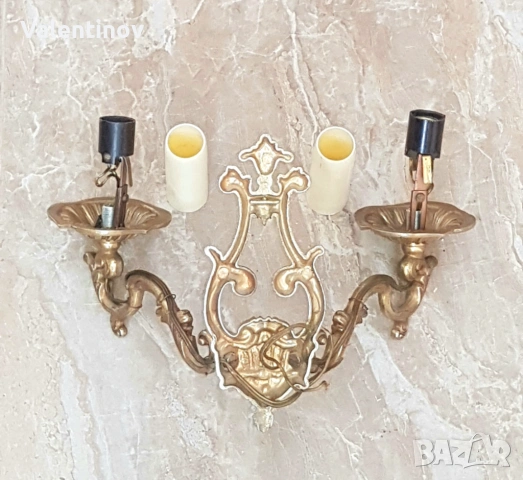 Старинен бронзов аплик , снимка 3 - Лампи за стена - 53584872