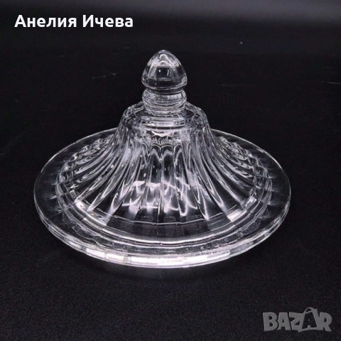 Стъклена захарница с капак, снимка 2 - Други - 51472389