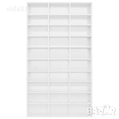 vidaXL Етажерка за CD, бял гланц, 102x16x177,5 см, инженерно дърво(SKU:801784), снимка 3 - Други - 48792702