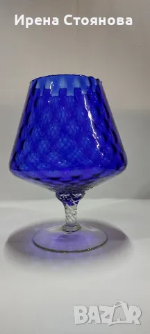 1960 Cobalt Blue Glass Italian Empoli Бонбониера от ръчно издухано стъкло в кобалтово синьо.
, снимка 16 - Декорация за дома - 47824287