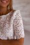 Дамска блуза в бяло с къс ръкав и флорален мотив, снимка 8