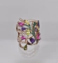 Сребърен пръстен с разноцветни камъни, снимка 4
