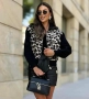 Дамско яке с плетен ръкав леопардов принт в БЕЖОВО И ЧЕРНО, снимка 1