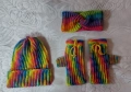 Комплект, лот шапка, ръкавици без пръсти, и лента за глава, нов, ръчно плетиво , снимка 1