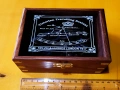 Луксозен бронзов секстант в дървена кутия, снимка 1