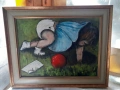 Майсторска картина масло на платно подпис и рамка, снимка 1