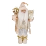 Коледна фигура Дядо Коледа с екрю облекло, подарък и чувал, 45cm, снимка 1