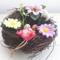 Декоративно гнездо с цветенца и яйца, снимка 1 - Декорация за дома - 45083655