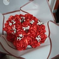 Букети от вечни сатенени рози., снимка 3 - Изкуствени цветя - 45116323