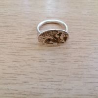 Стар сребърен пръстен с позлата сфинкс, снимка 4 - Пръстени - 45861936