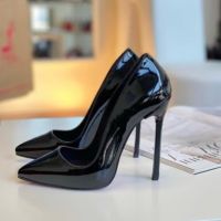Обувки на ток - черен лак с черен ток - 6060, снимка 1 - Дамски обувки на ток - 45461987