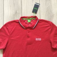 НОВА оригинална памучна червена поло тениска с яка HUGO BOSS размер L от Германия, снимка 3 - Тениски - 46065206