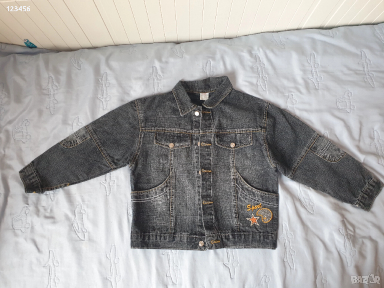 Детско дънково яке с бродерии , снимка 1