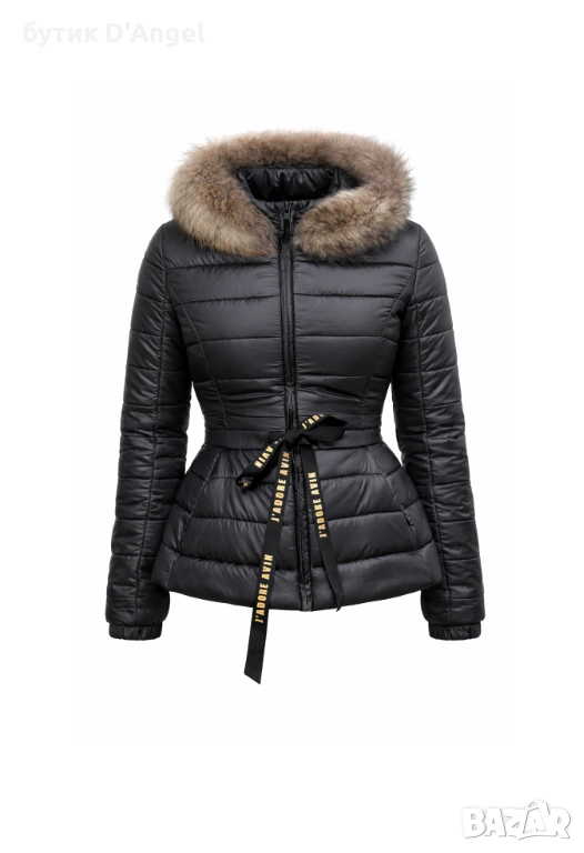 АVIN Яке Après ski черно с качулка от ест. кожа, снимка 1