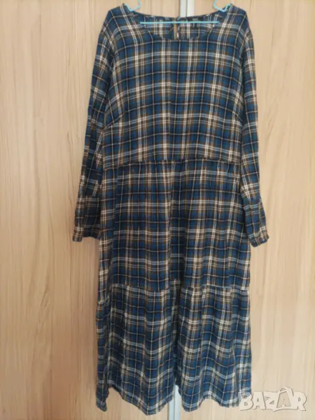 Макси памучна рокля каре bpc, снимка 1