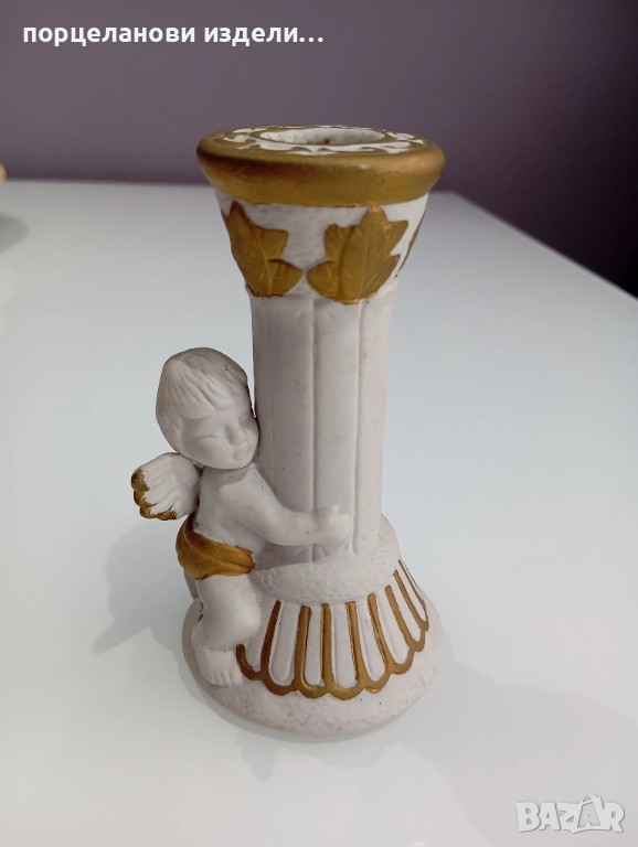 Стар свещник с ангелче , снимка 1