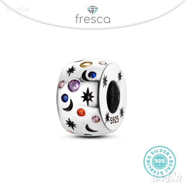 Талисман Fresca по модел тип Pandora Пандора сребро 925 Day and Night Wish. Колекция Amélie, снимка 1