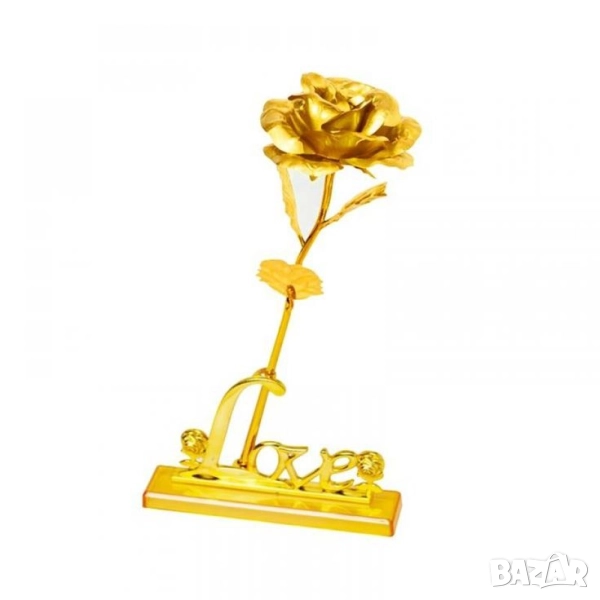 Преспапие Love с златна роза, снимка 1