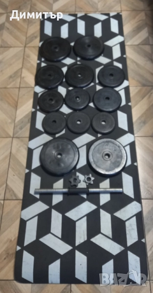 Дъмбели гумирани + гумена стелка, снимка 1