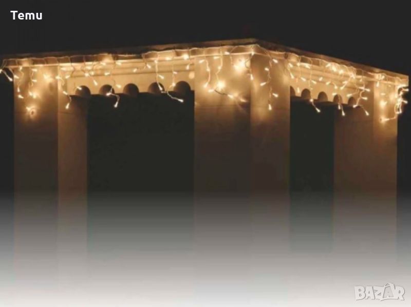 Коледна LED завеса за външен монтаж, 100 процента водо и влаго защитена, Дължина: 3метра, Висулки:60, снимка 1