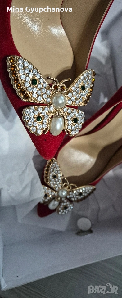 луксозни червени обувки Pera пеперуда , снимка 1