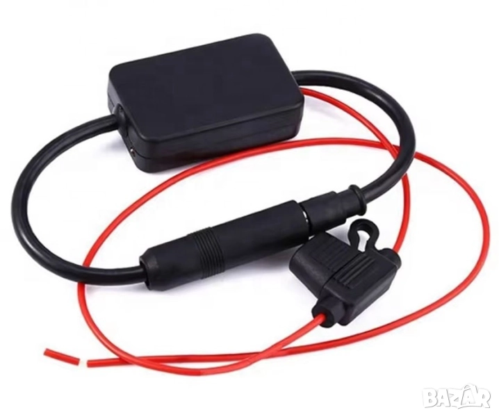 FM радио усилвател на сигнал, усилвател на антената за радиото на кола, автомобил, плеър, мултимедия, снимка 1