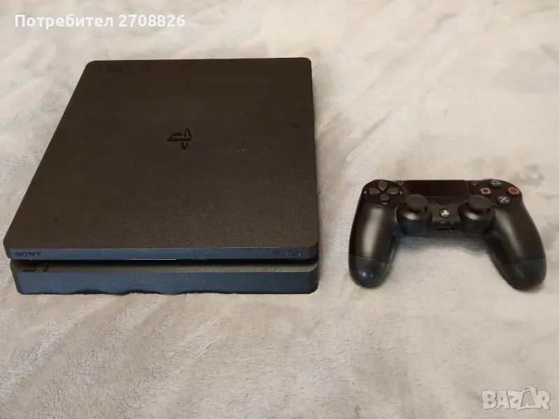 Playstation 4 slim с подарък оригинален безжичен джойстик и HDMI кабел, снимка 1