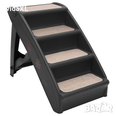 vidaXL Сгъваеми стълби за кучета, черни, 62x40x49,5 см, снимка 1