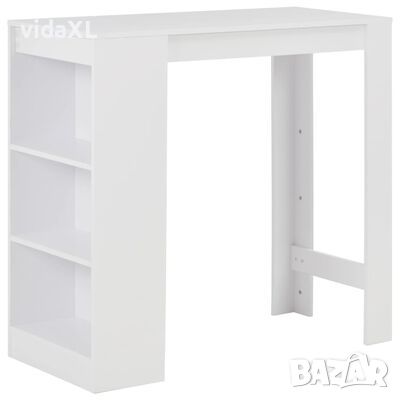 vidaXL Бар маса с рафт, бяла, 110x50x103 см（SKU:280211, снимка 1