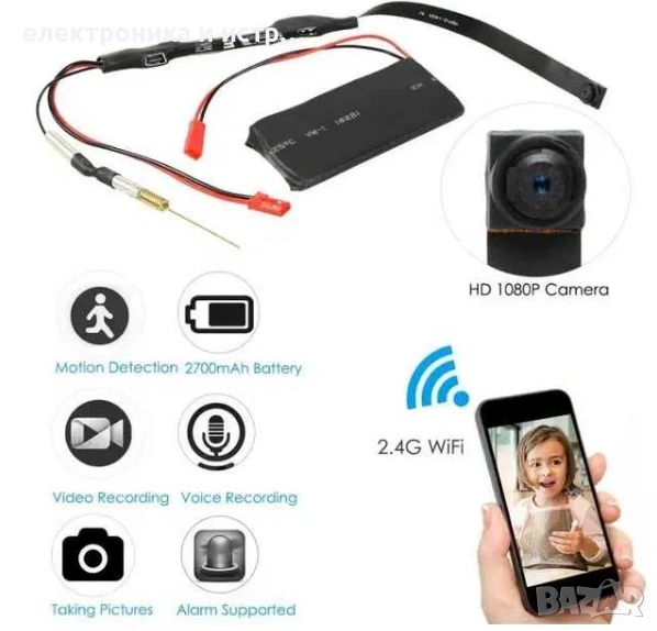 WiFi мини скрита камера за отдалечено наблюдение/запис карта памет , снимка 1