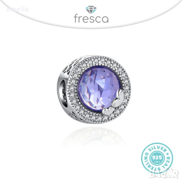 Талисман Fresca по модел тип Pandora Пандора сребро 925 Purple Love Circle. Колекция Amélie, снимка 1