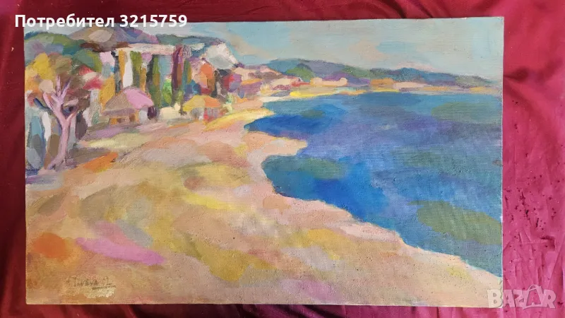 Красива картина масло , платно, подпис -A.TANEVA , 55х32см., снимка 1