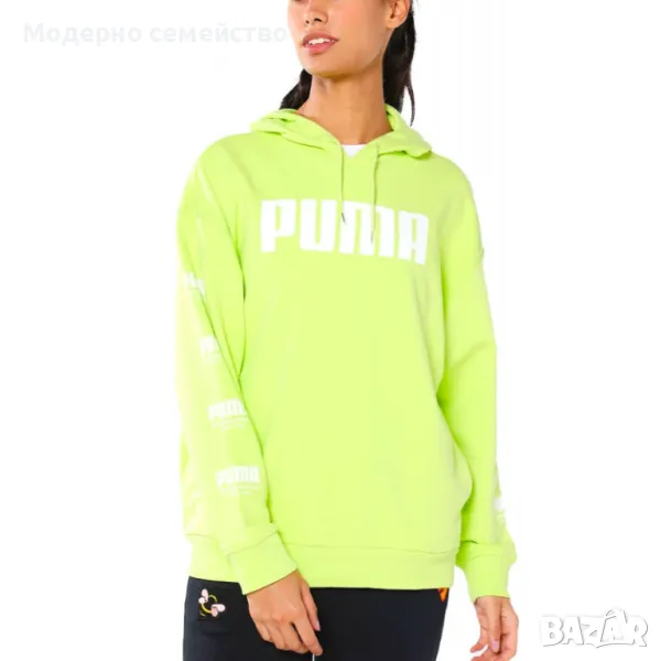 Дамско спортно горнище PUMA Acidic Pack Hoodie Green, снимка 1