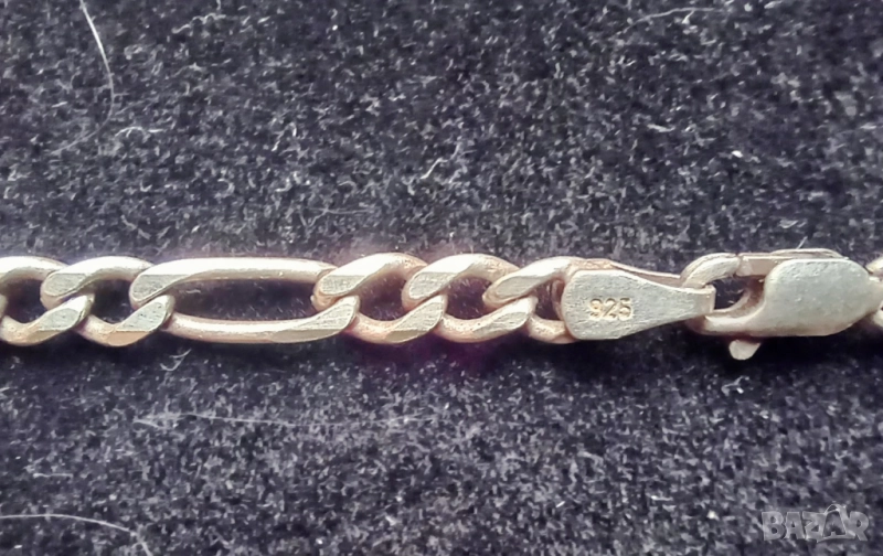 Сребърен синджир с плетка тип Олекотено Фигаро / Картие (Light Figaro), снимка 1