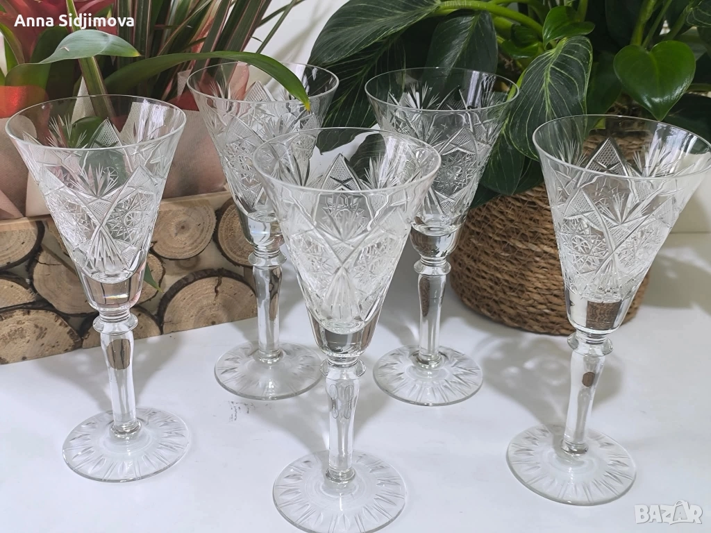 Кристален комплект за шампанско вино, снимка 1