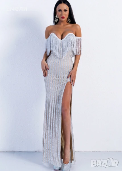 Дълга дамска рокля с цепка , снимка 1