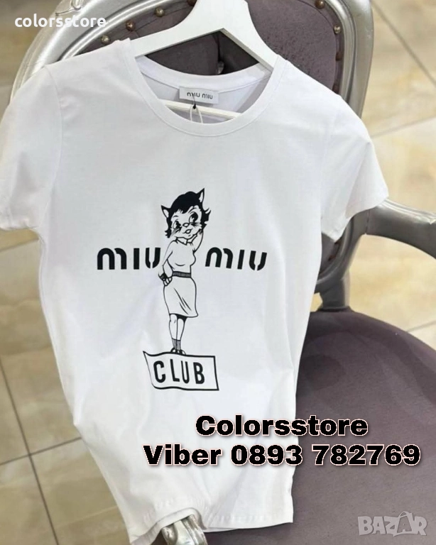 Дамска бяла тениска MiuMiu код IM111, снимка 1