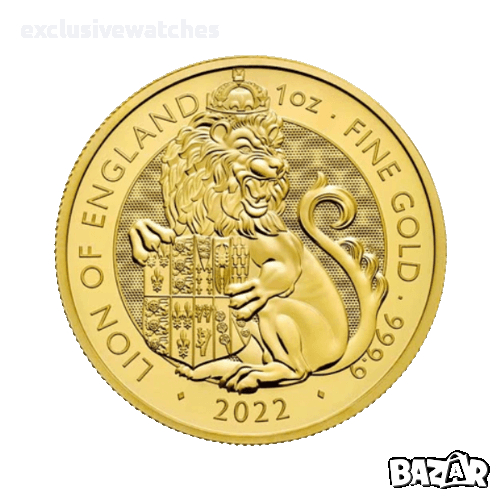 31.1035 гр. ( 1 toz. ) Златна Монета Зверовете на Тюдорите Лъвът на Англия 2022, снимка 1