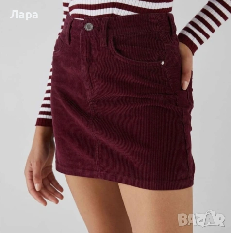 Винена кадифена пола Bershka