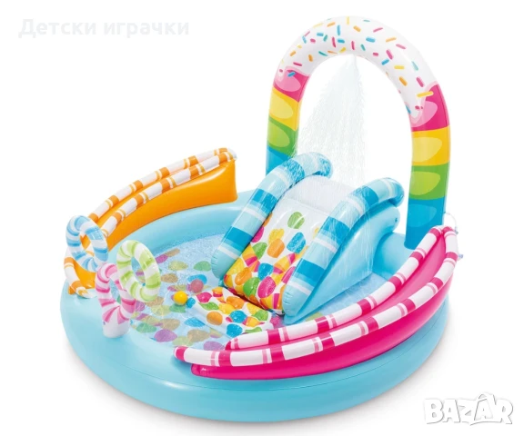 Надуваем център за игра с пързалка INTEX, 170 х 168 х 122 см, Candy Zone, снимка 3 - Надуваеми играчки - 50799148