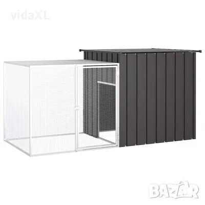 vidaXL Клетка за пилета, антрацит, 200x91x100 см, поцинкована стомана（SKU:171544）, снимка 1 - Други стоки за животни - 49440119